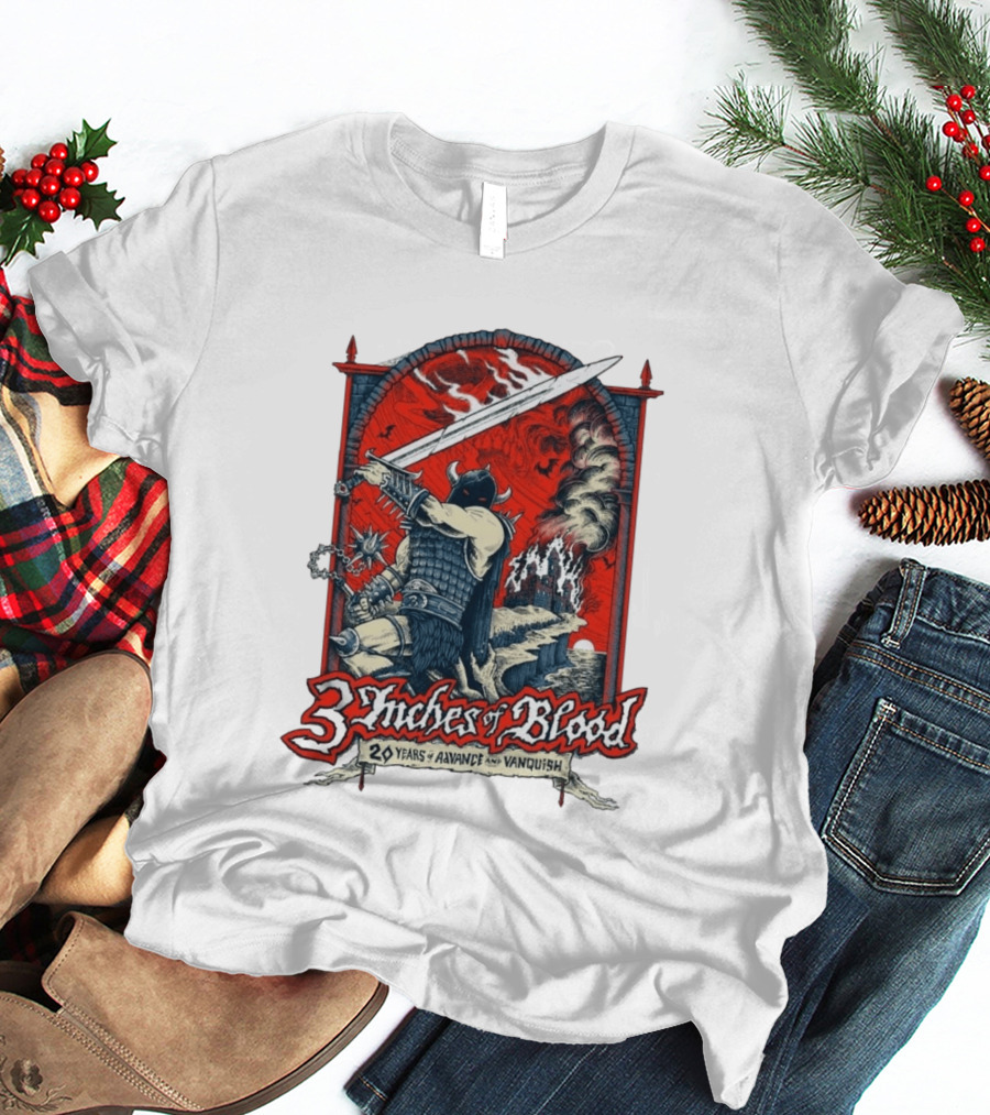 3 Inches Of Blood 20 Years Of Advance And Vanquish Alberta Nov 22 23 2026 T-Shirt