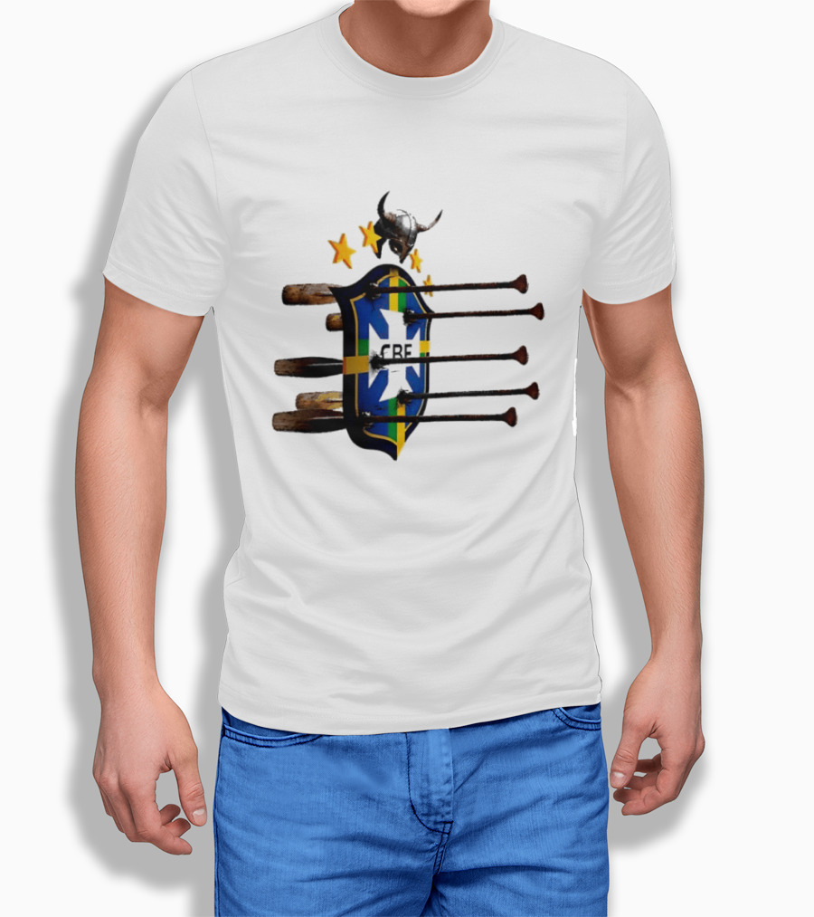 Brazil National Football Team CBF Viking Helmet Spears Stars T-Shirt