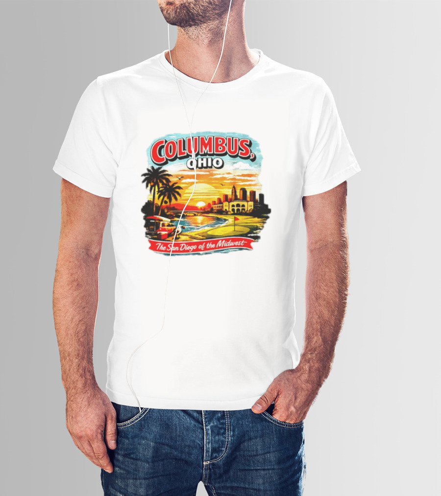 Columbus Ohio The San Diego Of The Midwest Sunset Skyline And Palm Trees T-Shirt