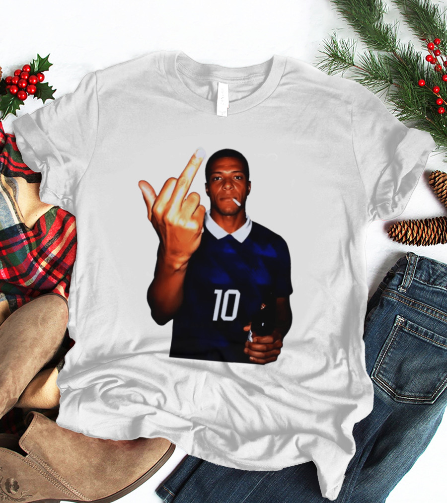 Kylian Mbappe Number 10 Edgy Gesture With Cigarette And Drink T-Shirt