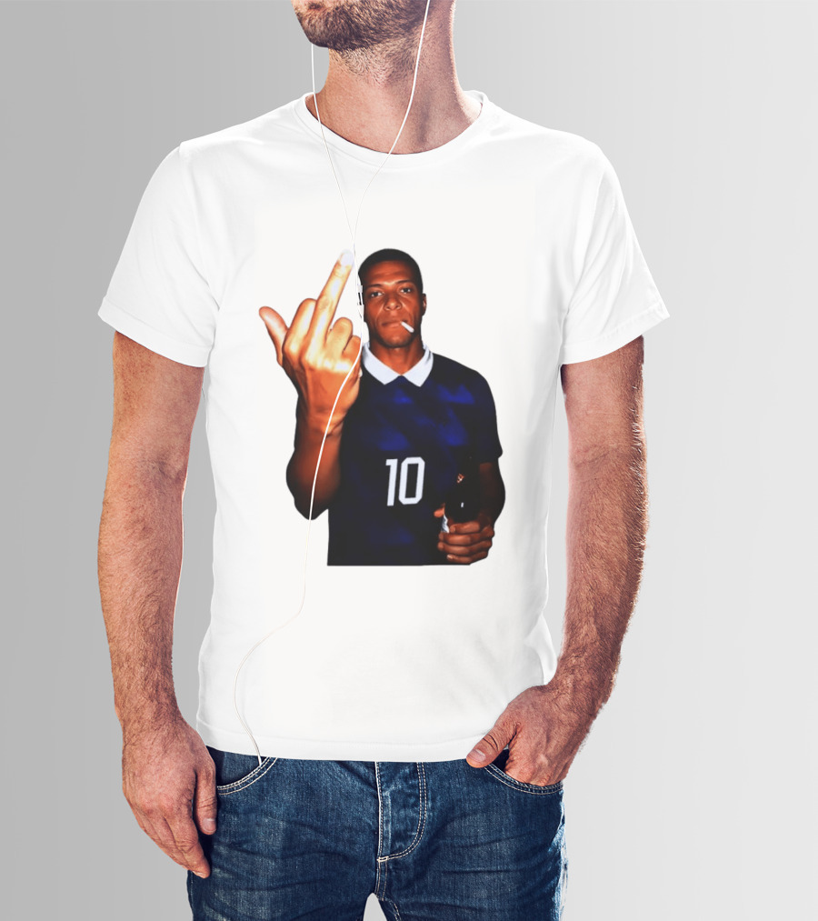Kylian Mbappe Number 10 Edgy Gesture With Cigarette And Drink T-Shirt