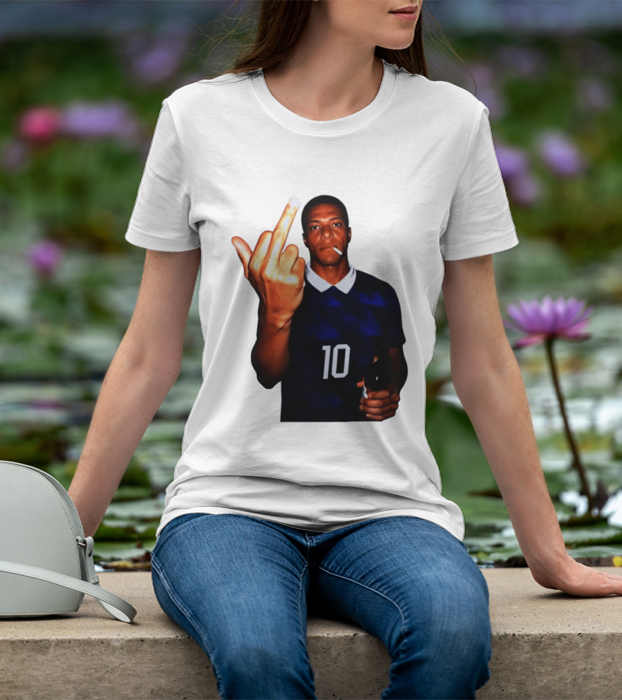 Kylian Mbappe Number 10 Edgy Gesture With Cigarette And Drink T-Shirt