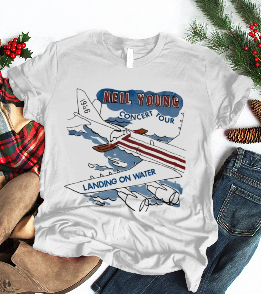 Neil Young 1986 Concert Tour Landing On Water T-Shirt