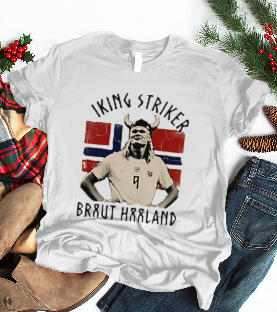 Braut Haaland Viking Striker Norway Flag T-Shirt