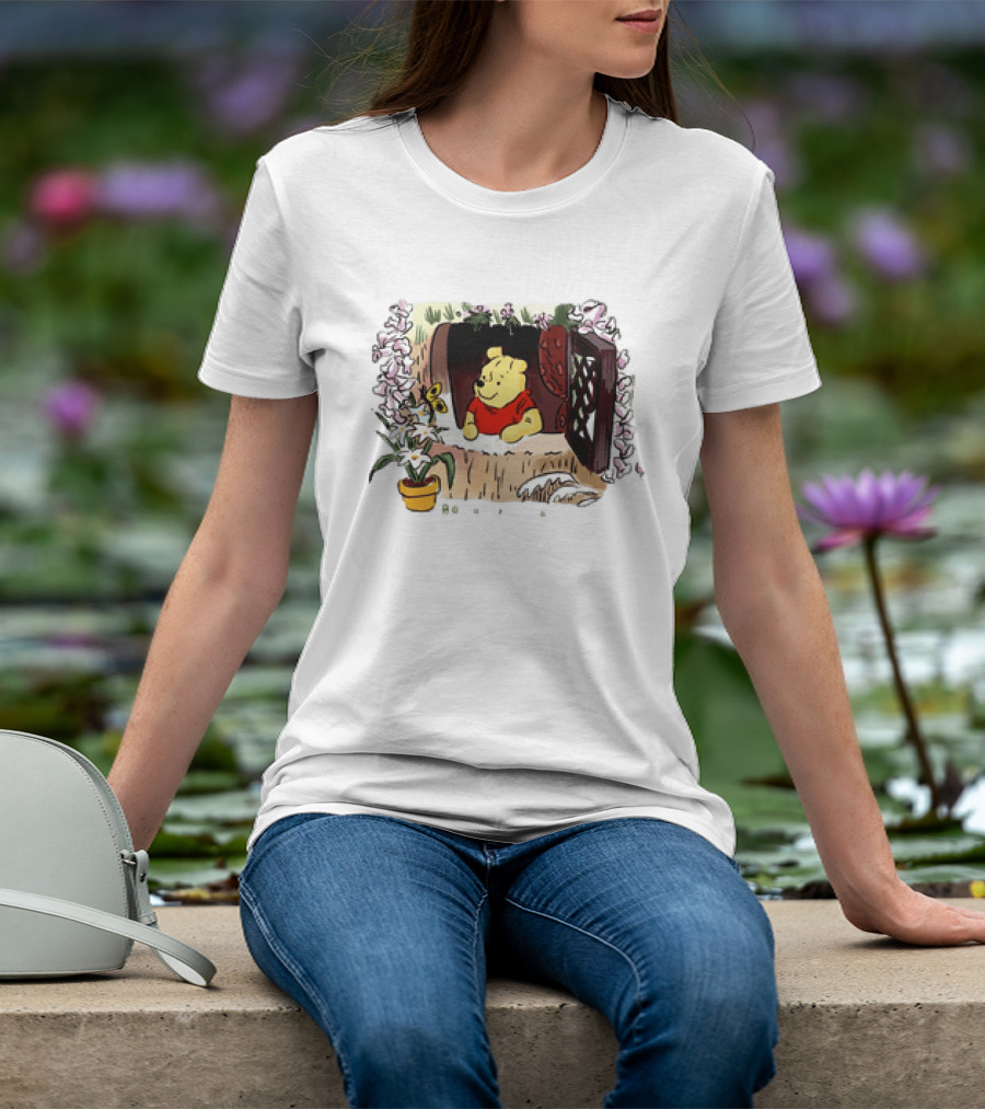 Winnie The Pooh Breathe It's A New Day Inspirational Morning Window Scene T-Shirt