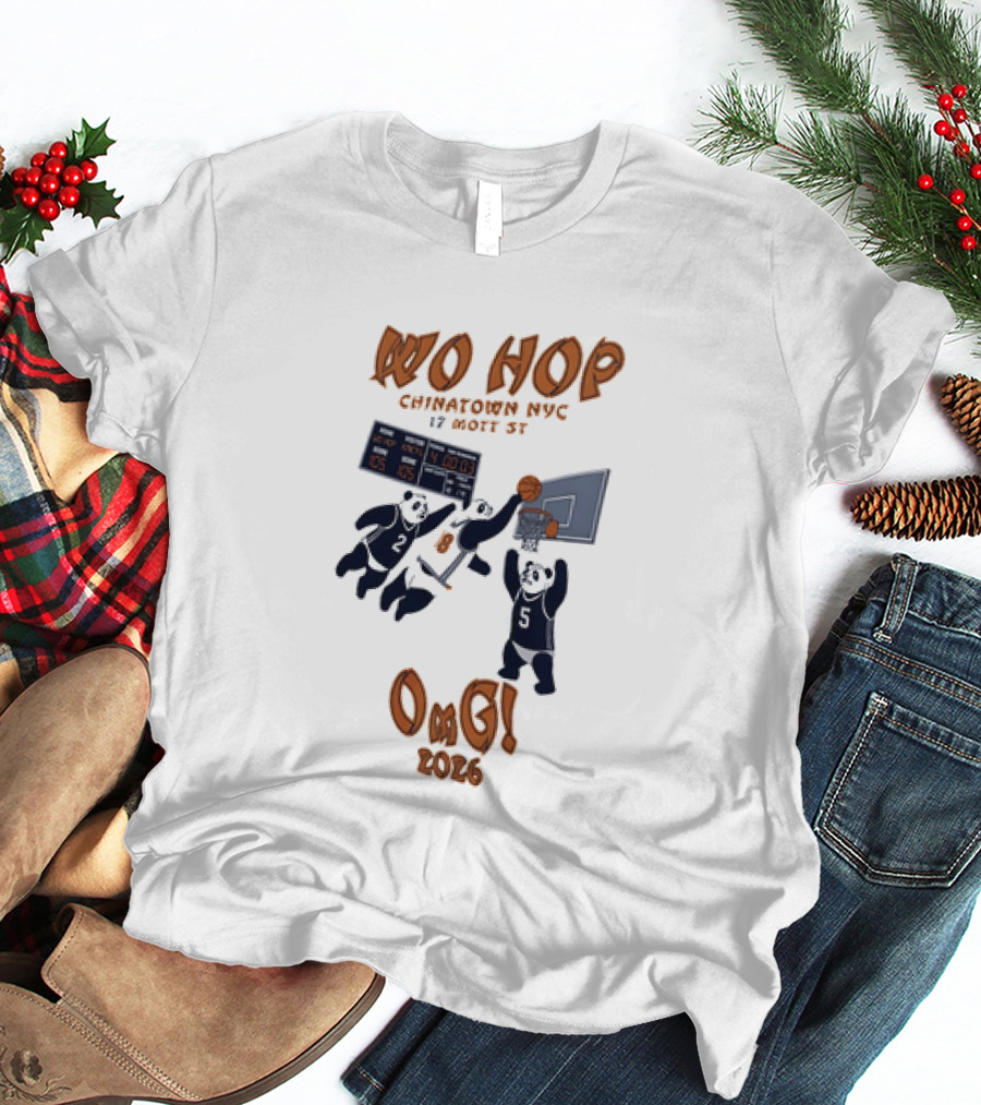 Wo Hop Chinatown NYC 17 Mott St Basketball Pandas Knicks 2026 OMG T-Shirt