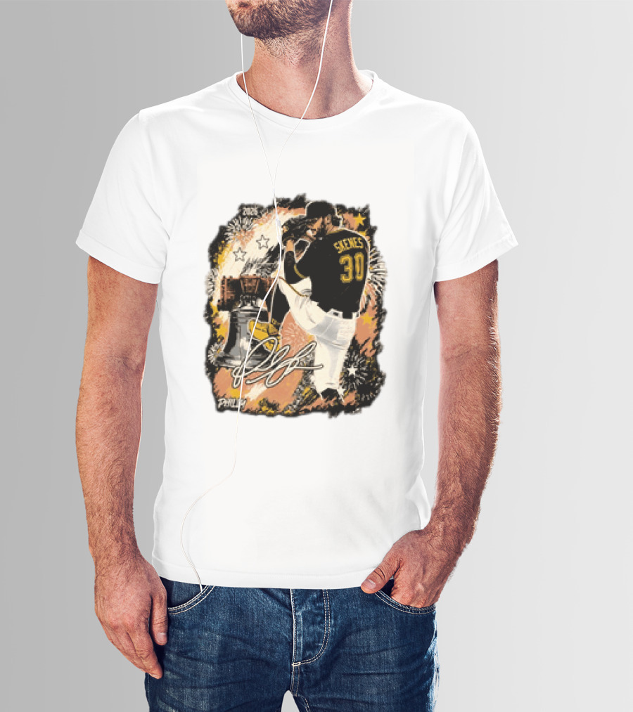Pittsburgh Pirates Paul Skenes 30 MLB Players All Star Philly Collaboration Liberty Bell Fireworks T-Shirt
