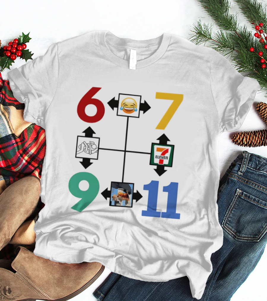 Six Seven 6 7 9 11 Emoji Wojak Meme Diagram Edgy Dark Humor T-Shirt