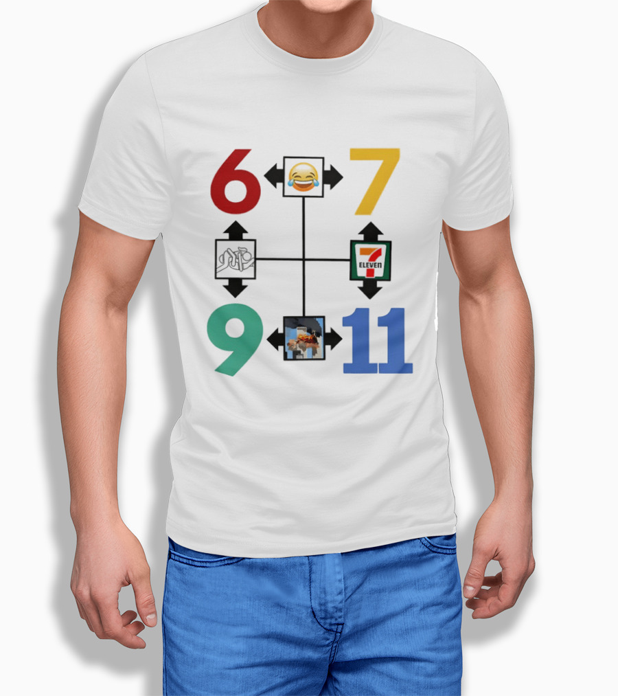 Six Seven 6 7 9 11 Emoji Wojak Meme Diagram Edgy Dark Humor T-Shirt