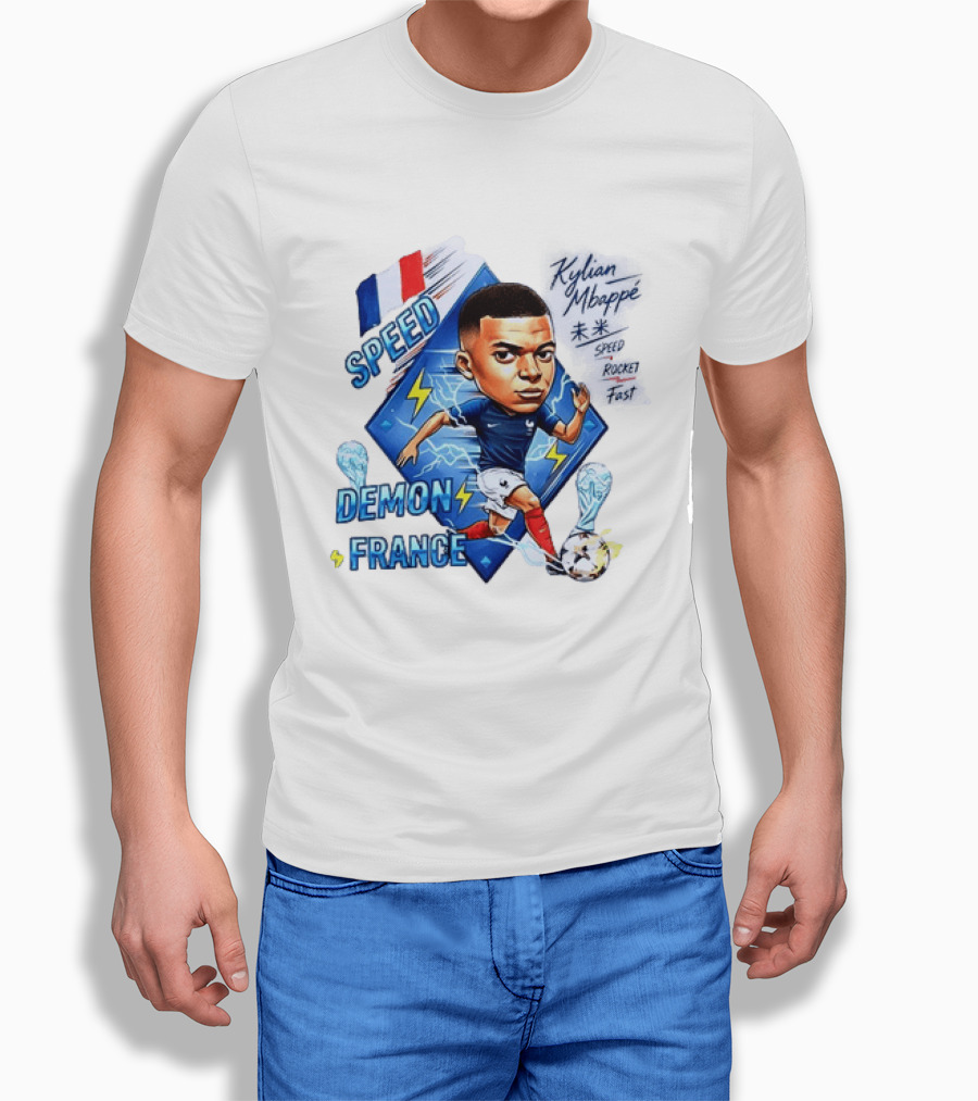 Kylian Mbappe Speed Demon France Future Rocket Fast Lightning Soccer Hero T-Shirt