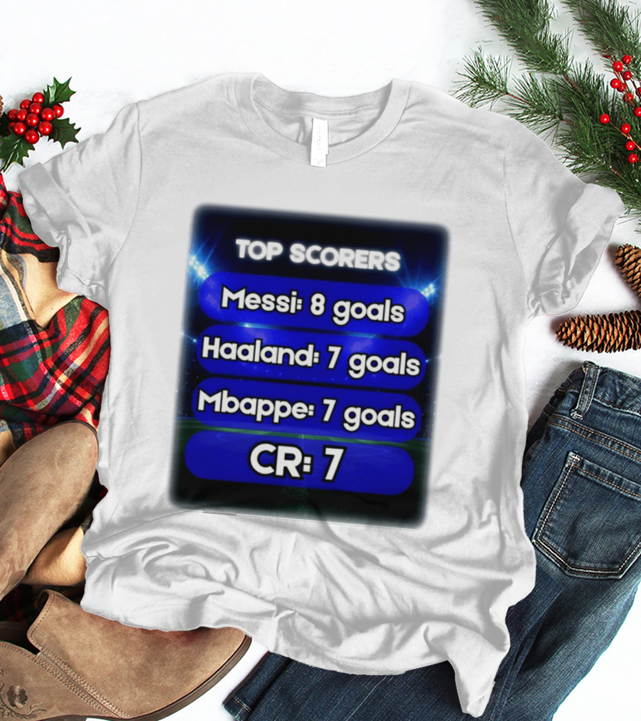 Top Scorers Messi 8 Goals Haaland 7 Goals Mbappe 7 Goals CR7 T-Shirt