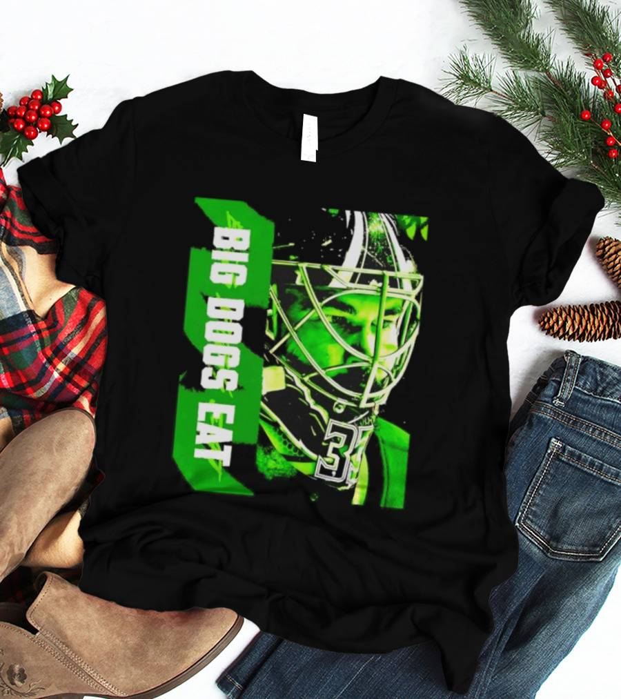 Big Dogs Eat Hockey Goalie 33 Green Masked Player T-Shirt