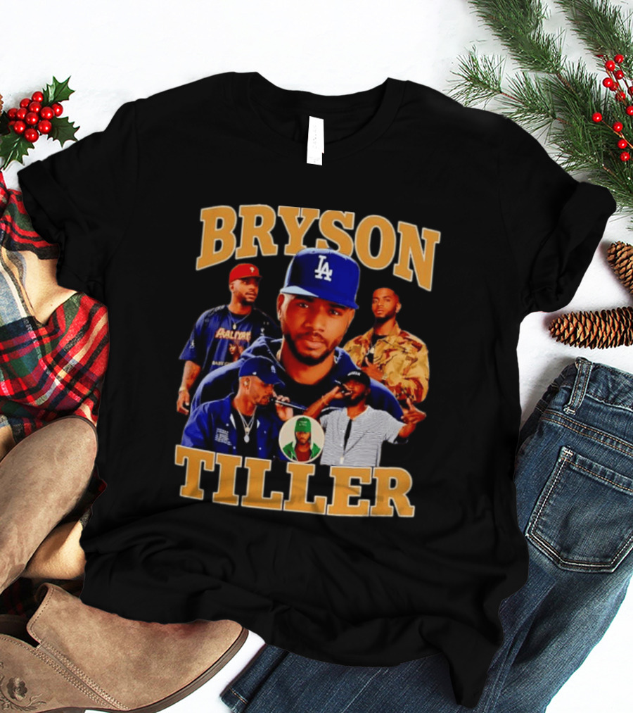 Bryson Tiller Collage With LA Cap And Multiple Outfits T-Shirt