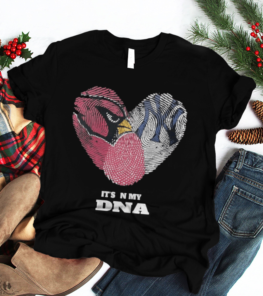 Cardinals Yankees It's In My DNA Fingerprint Heart Fan T-Shirt