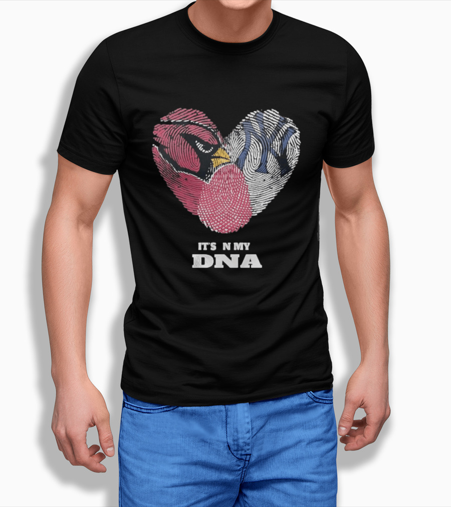 Cardinals Yankees It's In My DNA Fingerprint Heart Fan T-Shirt