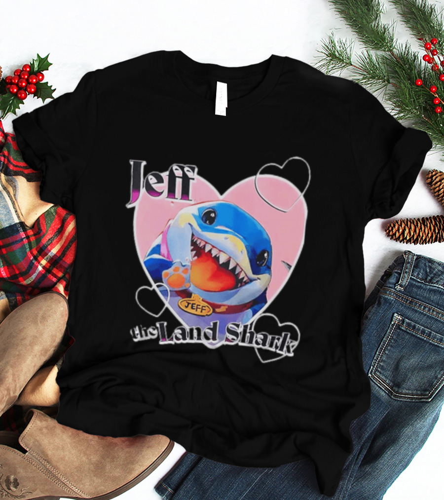 Jeff The Land Shark Heart Pink Love Hearts T-Shirt