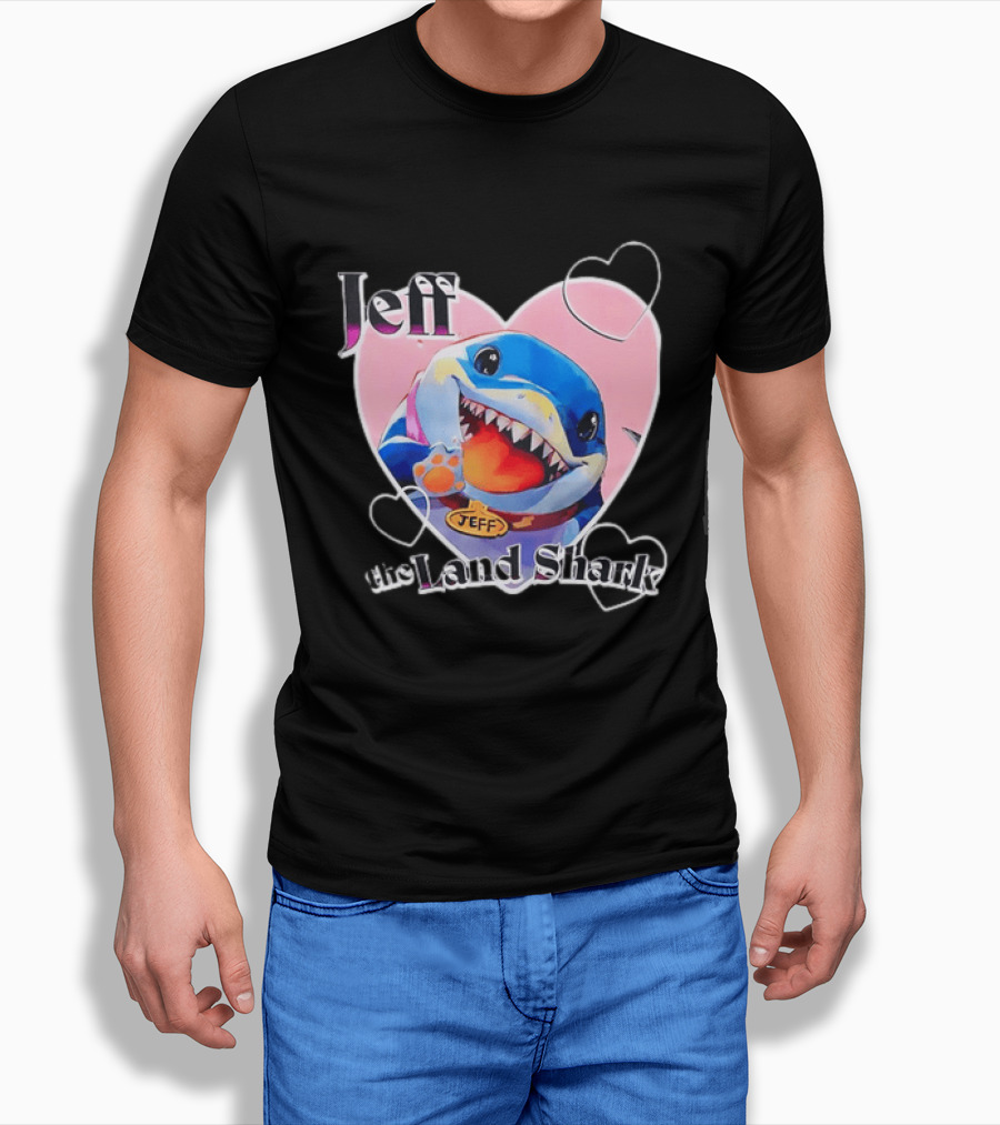 Jeff The Land Shark Heart Pink Love Hearts T-Shirt