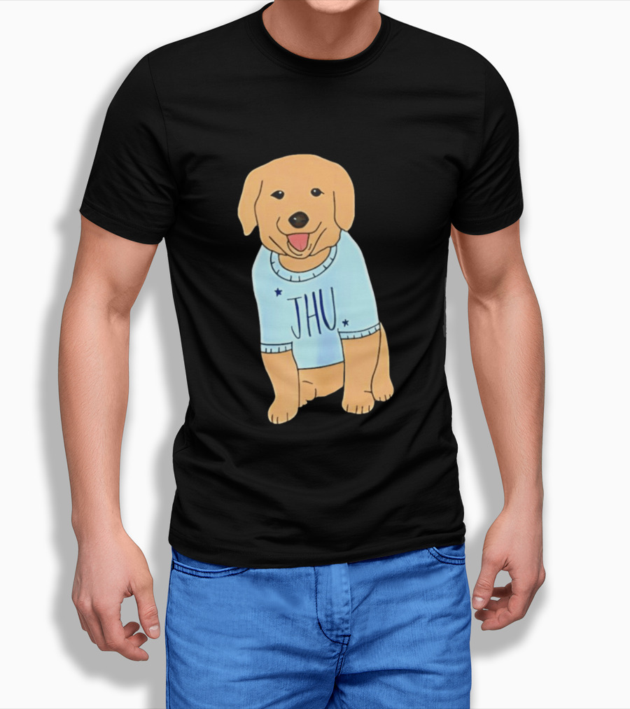 JHU Puppy In Light Blue Sweater T-Shirt