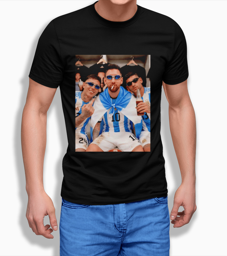Argentina National Team Lionel Messi Enzo Fernandez Cristian Romero Celebration T-Shirt