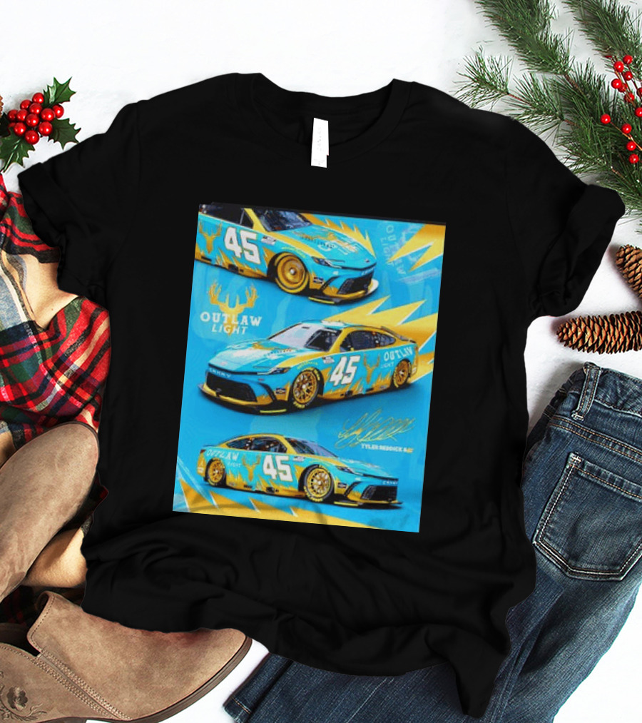 Tyler Reddick 45 Outlaw Light NASCAR Cup Series Toyota Camry Racing Car T-Shirt
