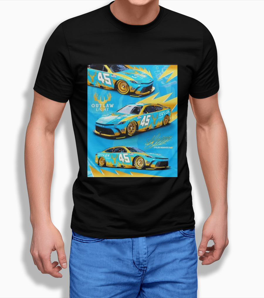 Tyler Reddick 45 Outlaw Light NASCAR Cup Series Toyota Camry Racing Car T-Shirt