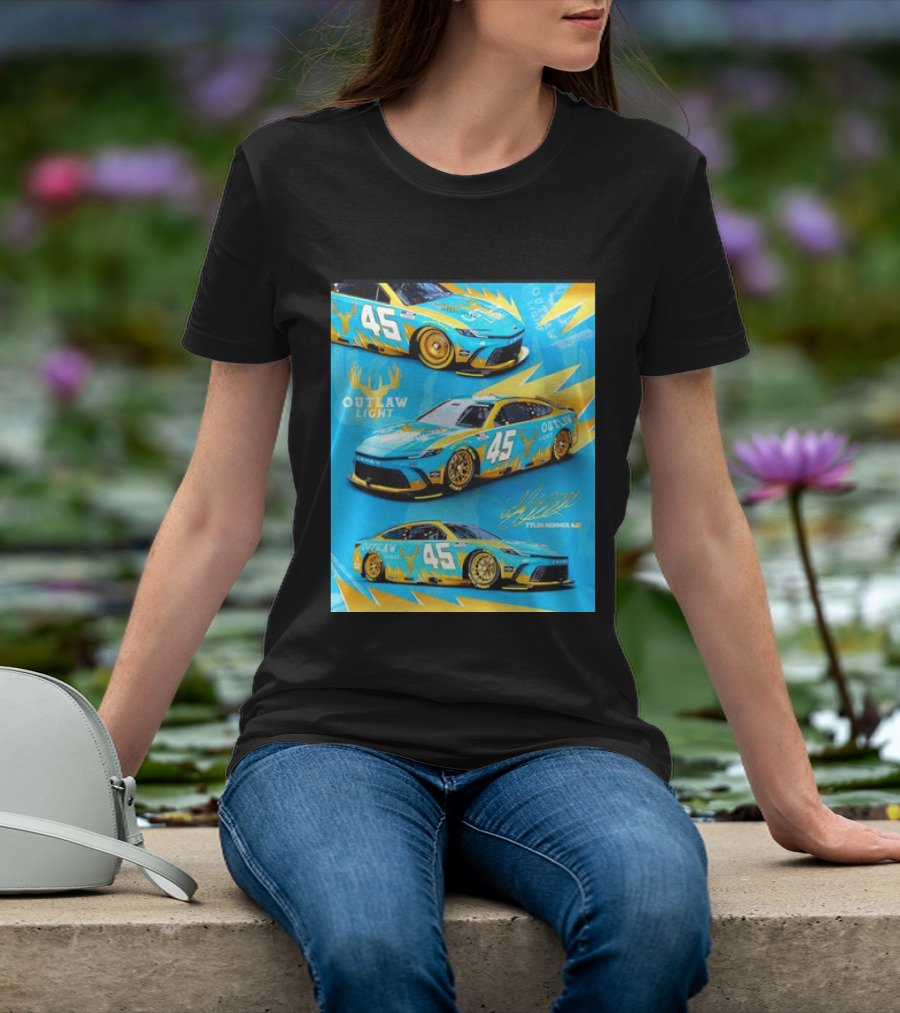 Tyler Reddick 45 Outlaw Light NASCAR Cup Series Toyota Camry Racing Car T-Shirt