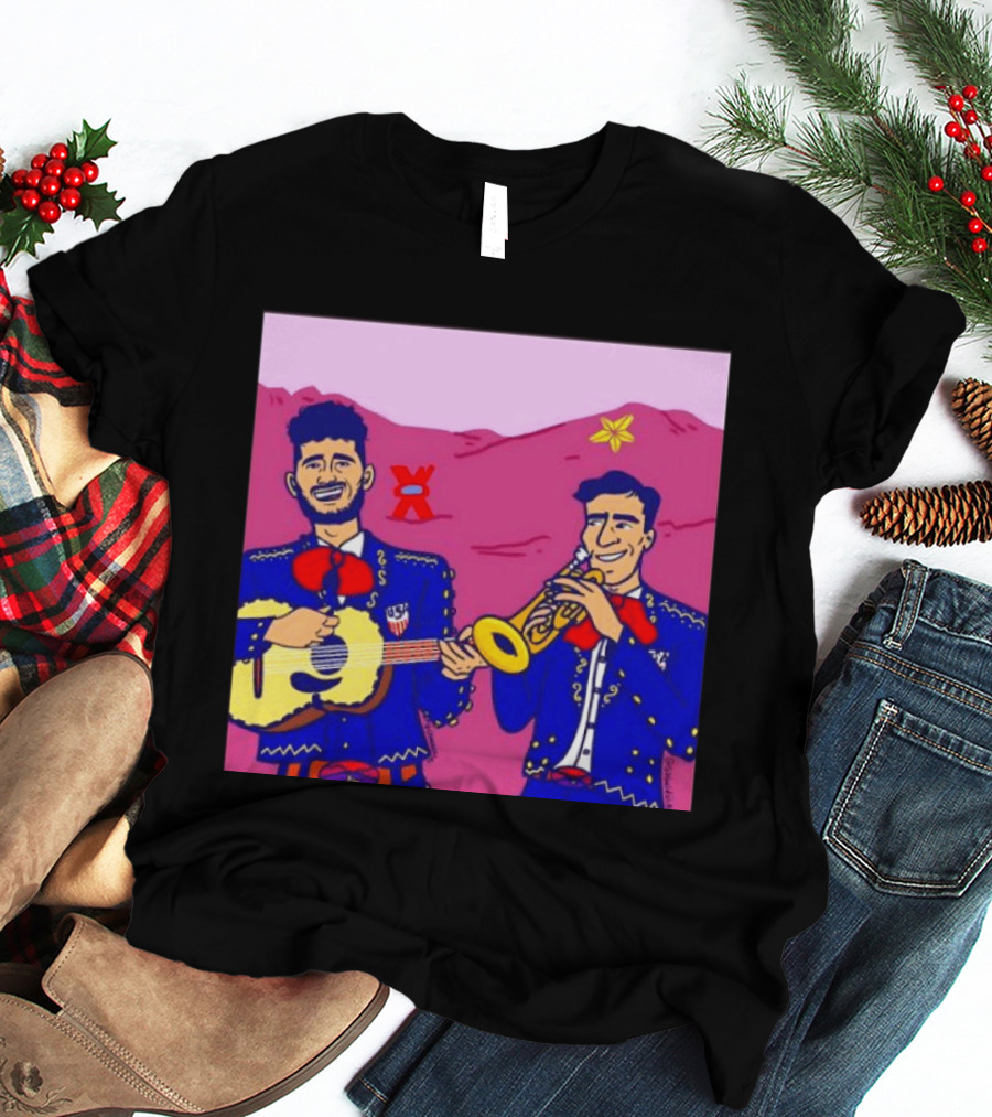 USA Mariachi Musicians Mexican Culture Guitar Trumpet Stars Mountains T-Shirt