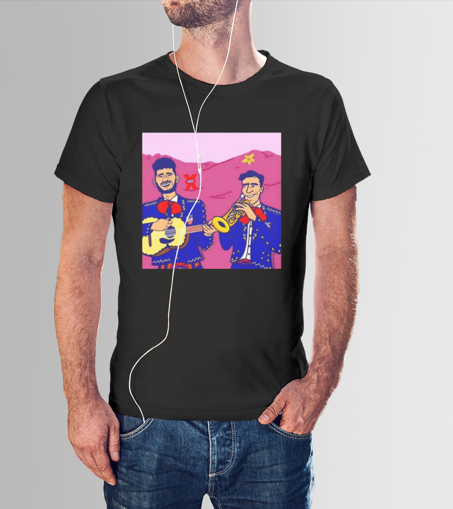 USA Mariachi Musicians Mexican Culture Guitar Trumpet Stars Mountains T-Shirt