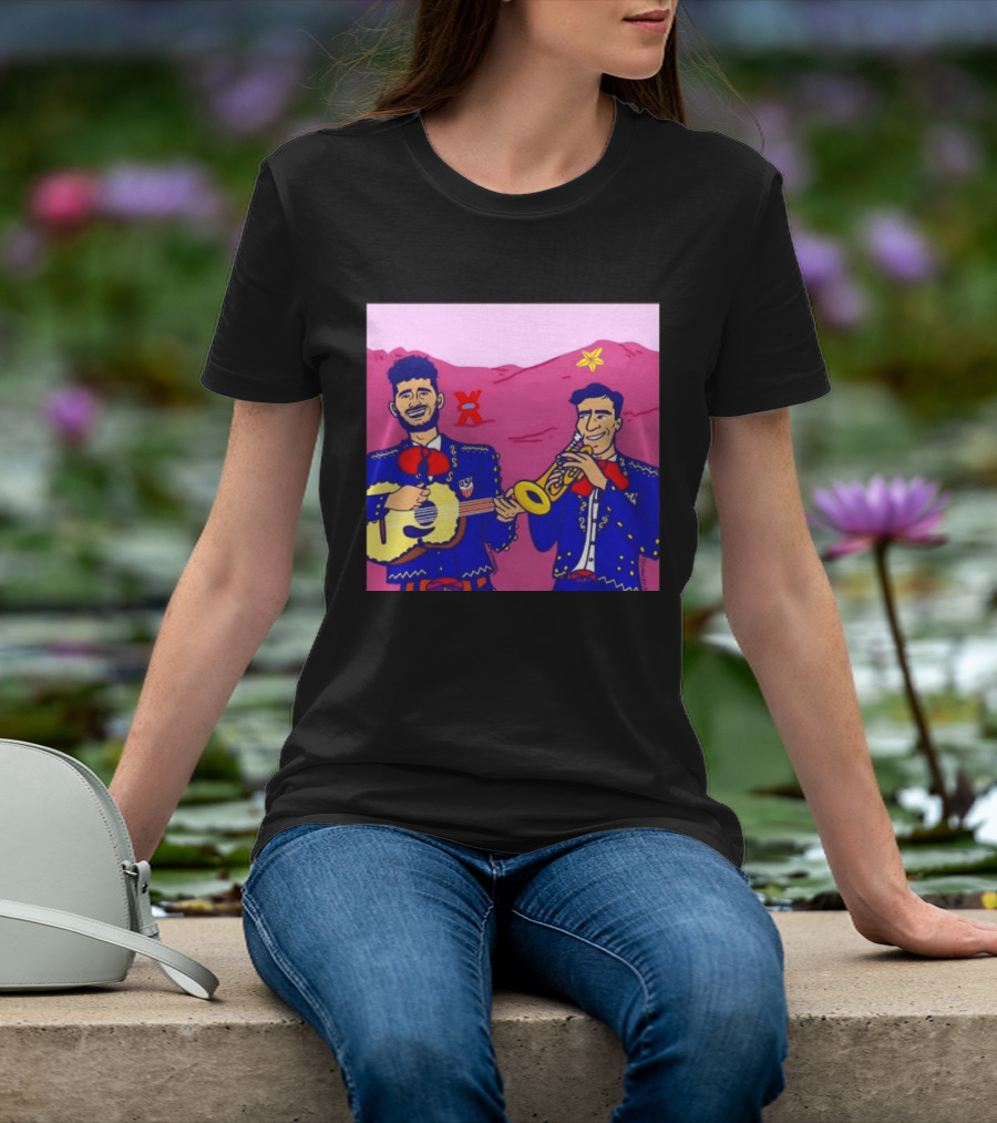 USA Mariachi Musicians Mexican Culture Guitar Trumpet Stars Mountains T-Shirt