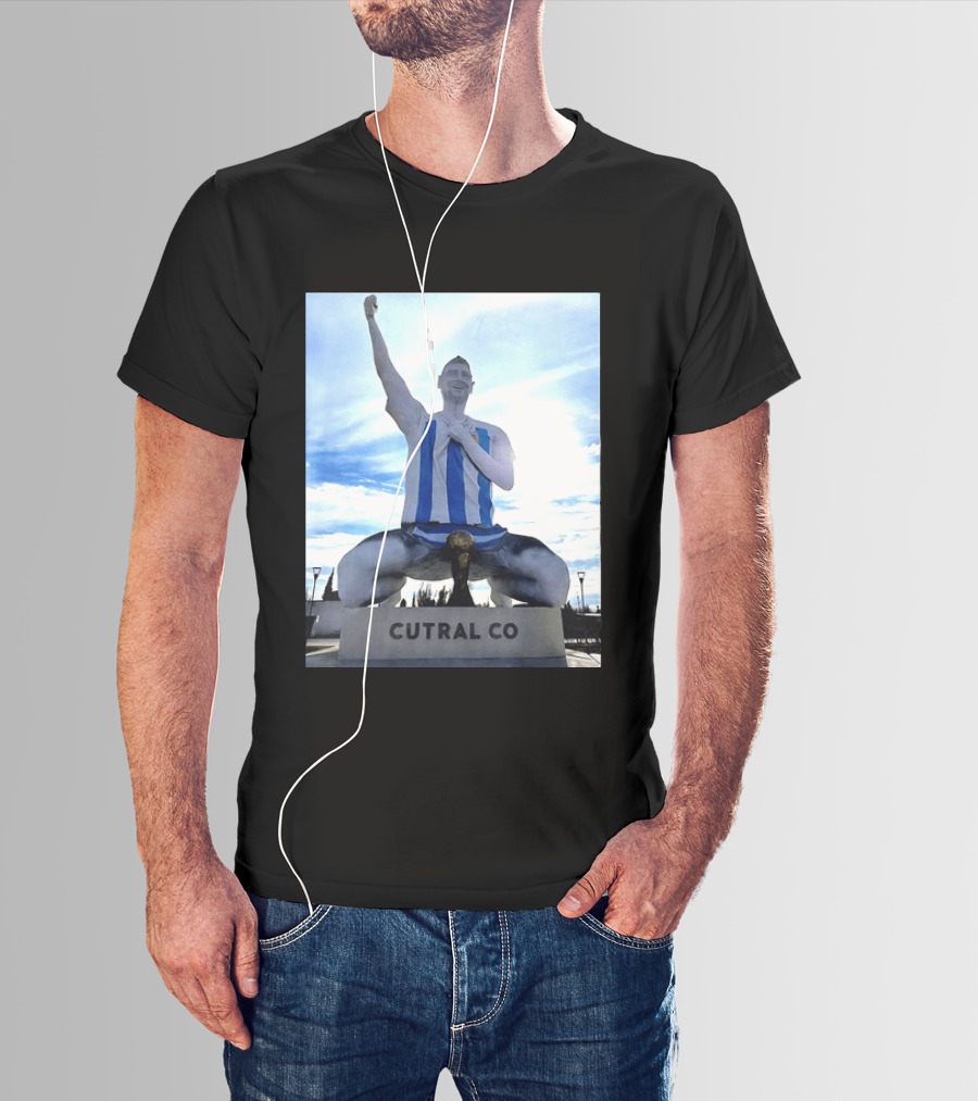 Messi Argentina Sculpture Cutral Co Legendary Statue Victory Celebration T-Shirt