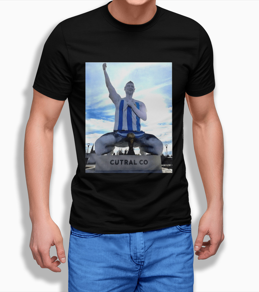 Messi Argentina Sculpture Cutral Co Legendary Statue Victory Celebration T-Shirt