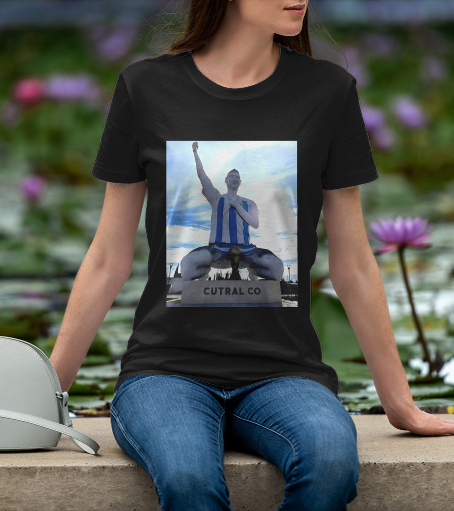 Messi Argentina Sculpture Cutral Co Legendary Statue Victory Celebration T-Shirt