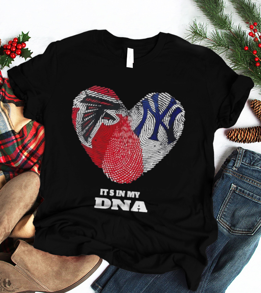 Atlanta Falcons New York Yankees It's In My DNA Fingerprint Heart T-Shirt