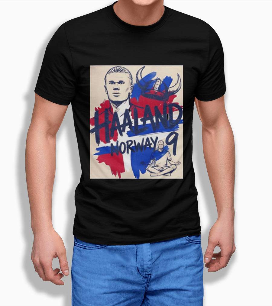 Norway Haaland Number 9 Viking Helmet Football T-Shirt