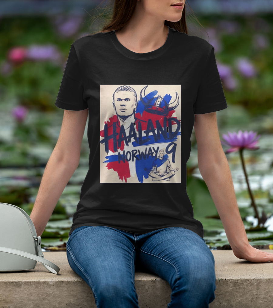 Norway Haaland Number 9 Viking Helmet Football T-Shirt