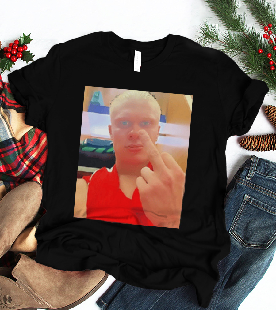 Norway Erling Haaland Middle Finger Selfie T-Shirt