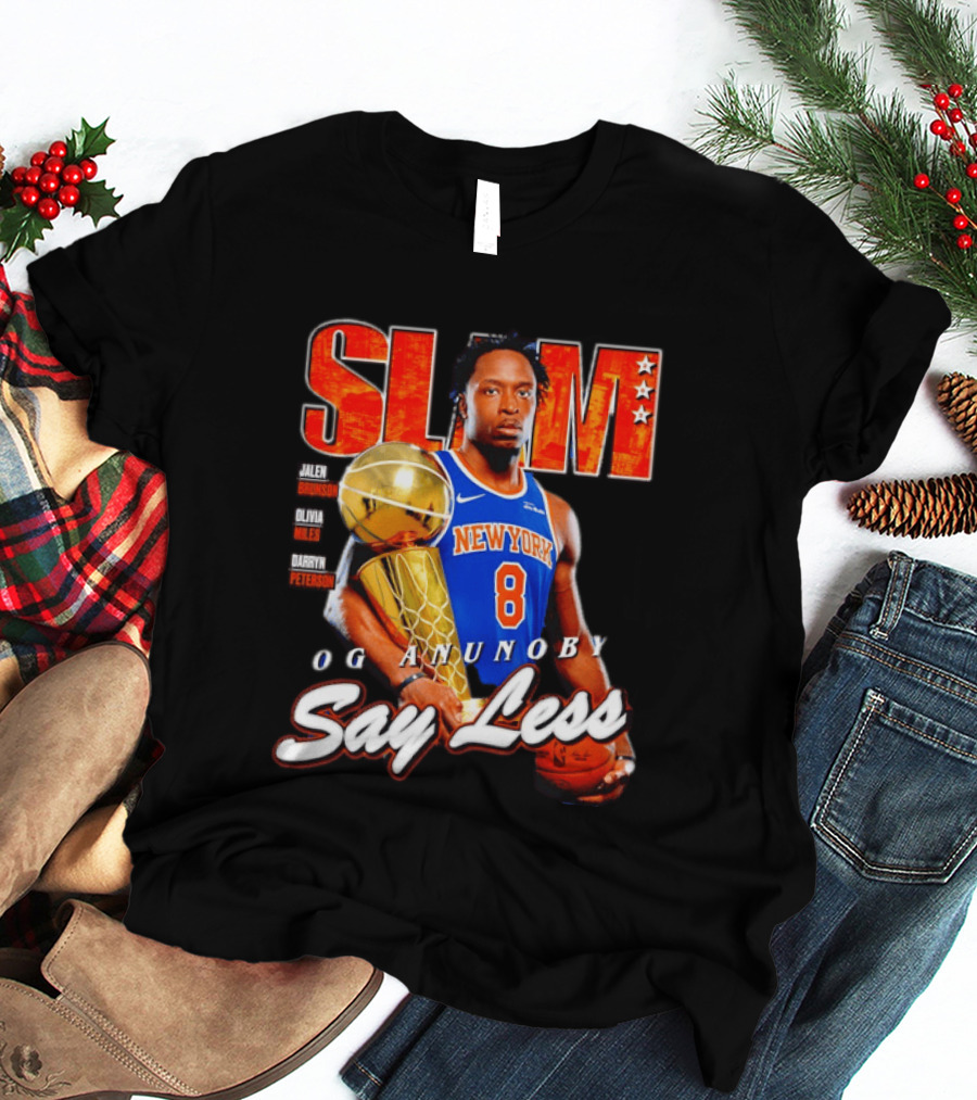 OG Anunoby New York Knicks SLAM Cover Larry O'Brien Trophy Say Less Jalen Brunson 2026 T-Shirt