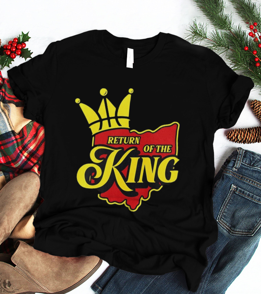 Return Of The King LeBron James Cleveland Cavaliers Basketball Crown Ohio Map T-Shirt