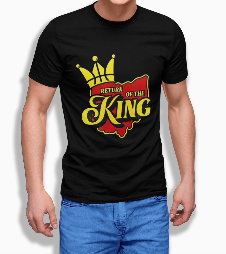 Return Of The King LeBron James Cleveland Cavaliers Basketball Crown Ohio Map T-Shirt