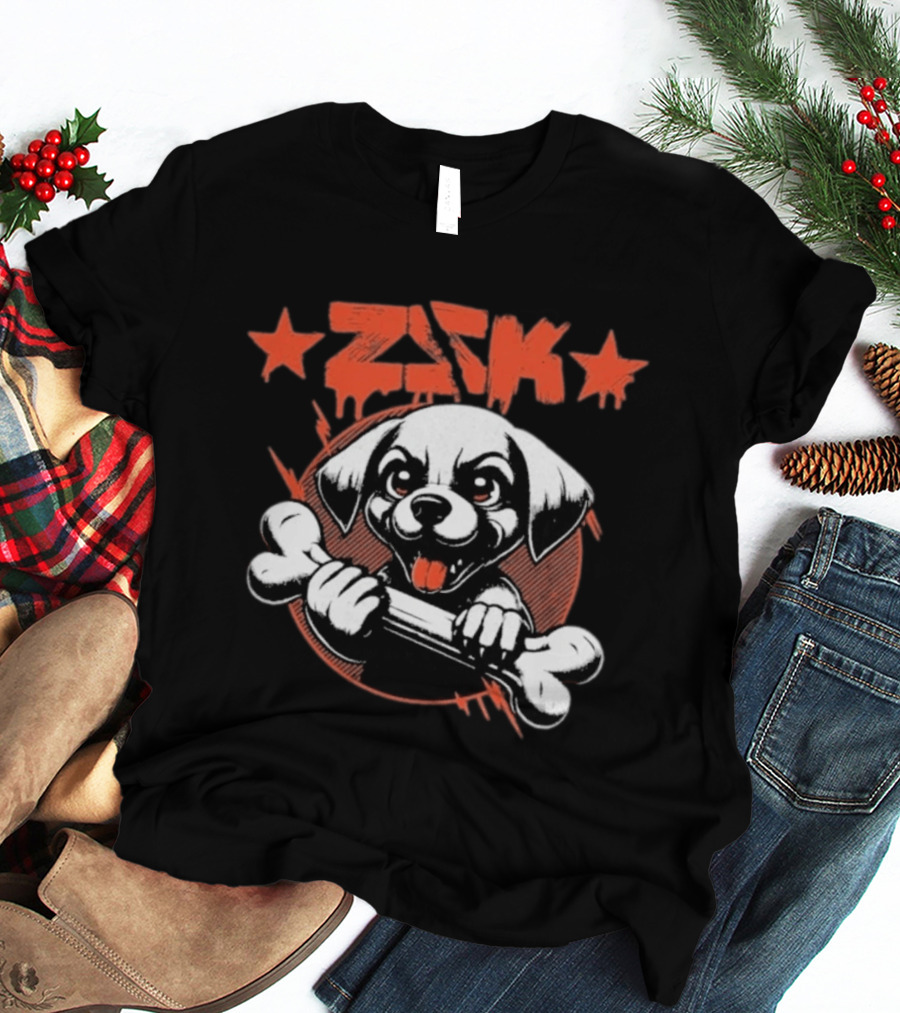 ZSK Welpe Dog Holding Bone With Stars T-Shirt