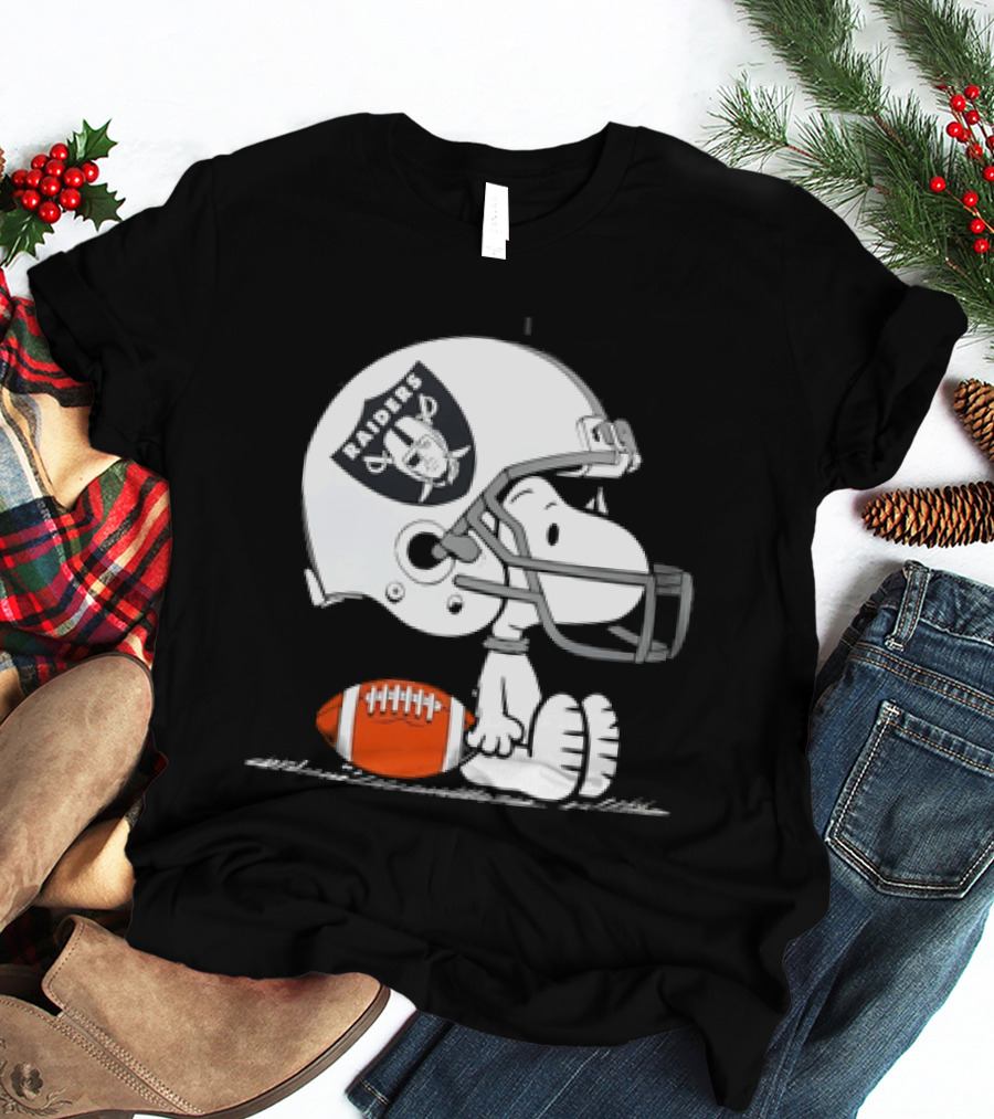 Snoopy Las Vegas Raiders Football Helmet Collaboration Peanuts NFL T-Shirt