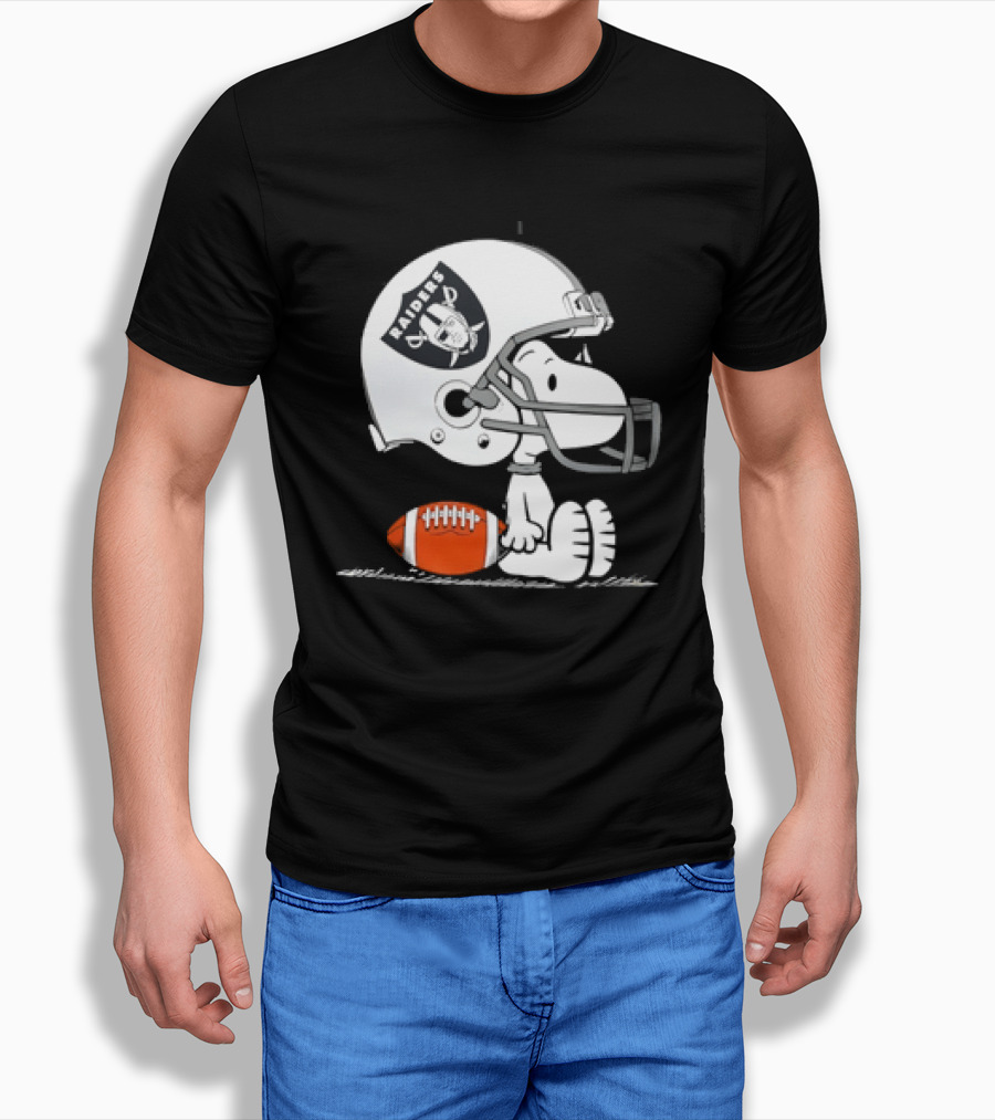 Snoopy Las Vegas Raiders Football Helmet Collaboration Peanuts NFL T-Shirt