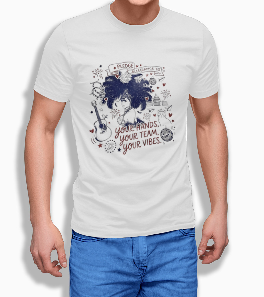 Pledge Allegiance To Your Hands Your Team Your Vibes Music Peace Love Decor T-Shirt