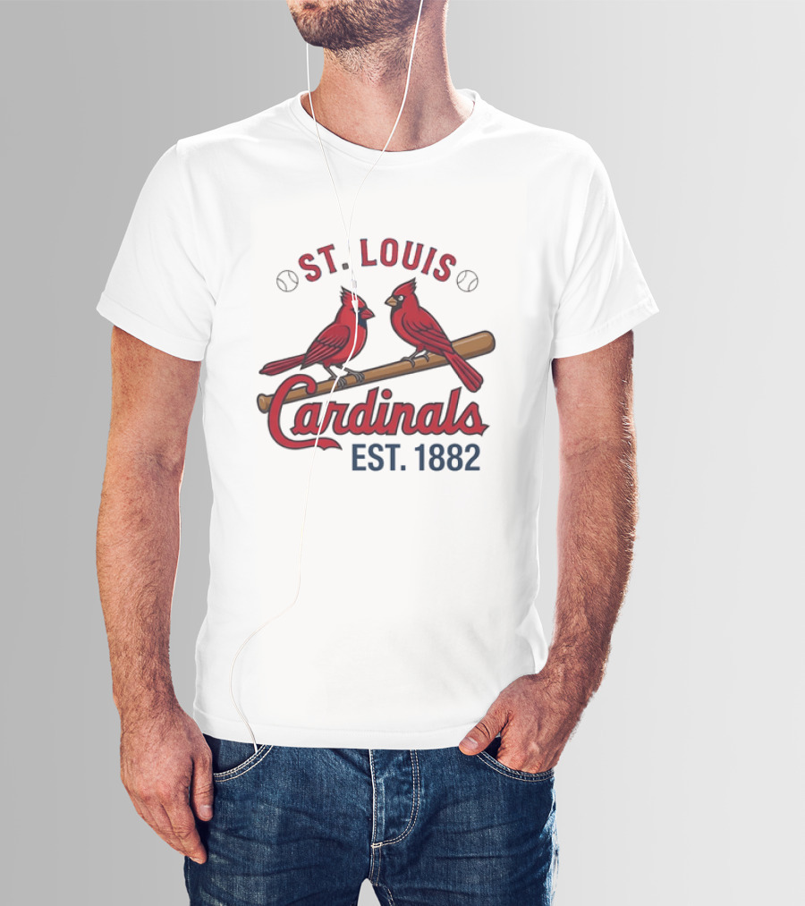 St Louis Cardinals Est 1882 Two Birds On Bat MLB Team T-Shirt