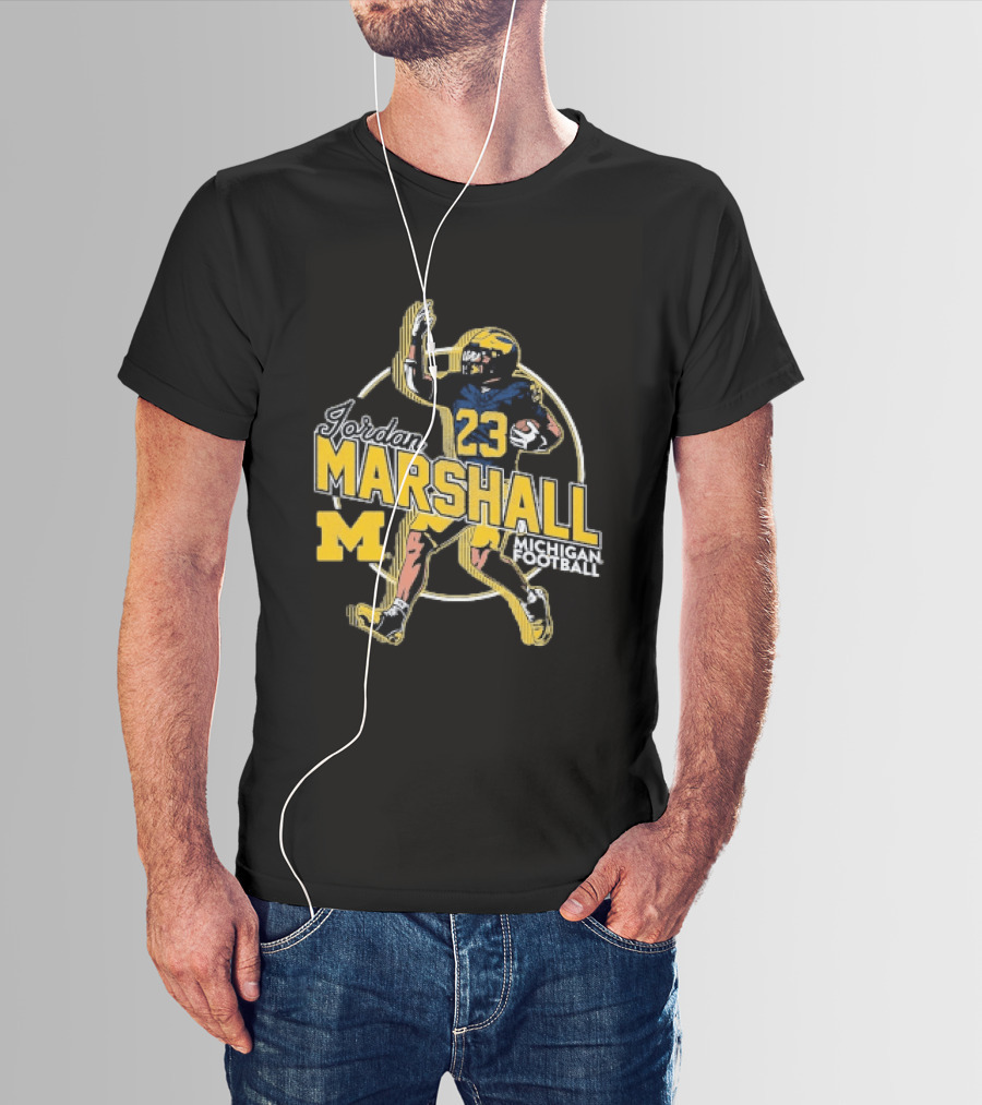 Jordan Marshall 23 Michigan Wolverines Football M T-Shirt