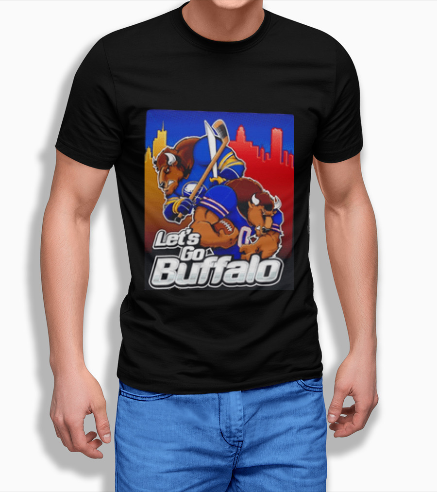 Let's Go Buffalo City Sports Teams Hockey Football Collage T-Shirt