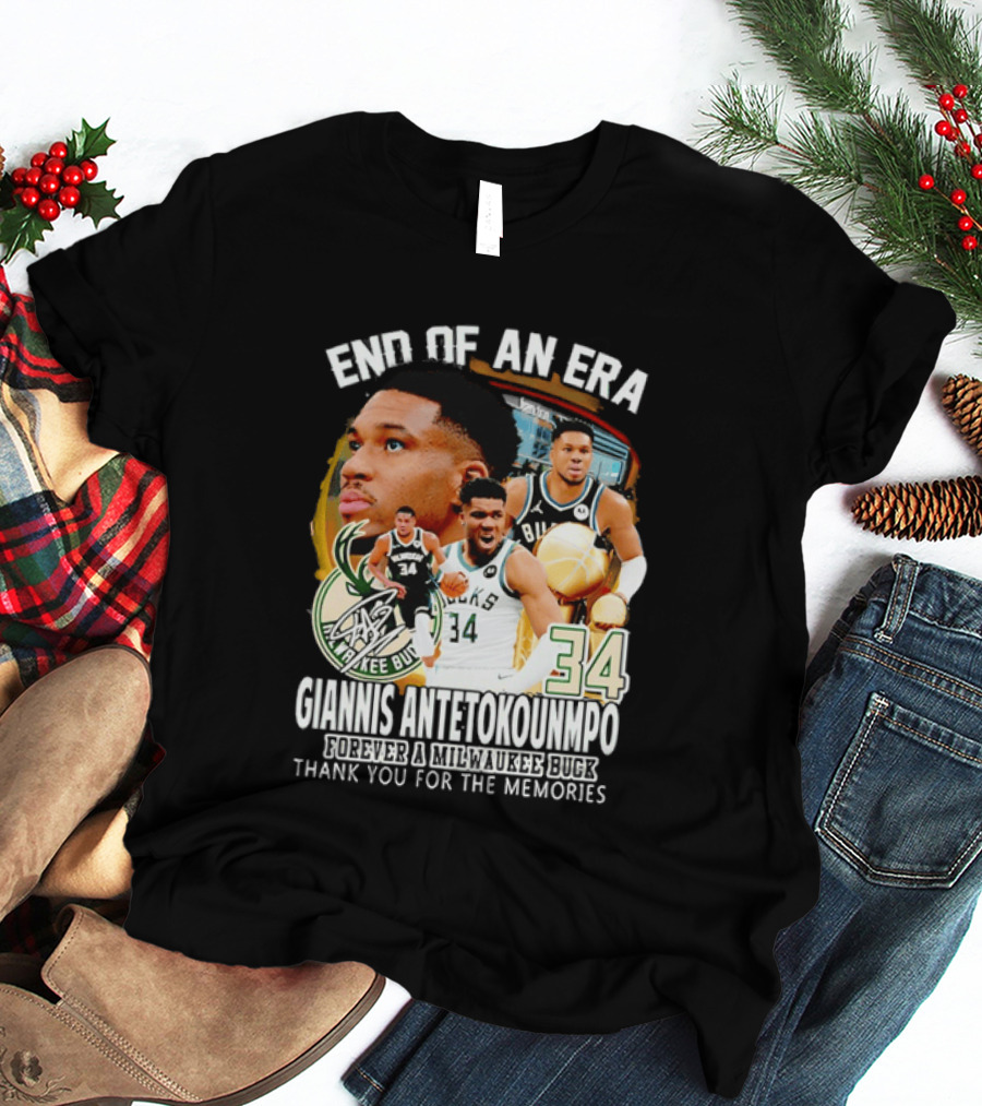 End Of An Era Giannis Antetokounmpo Milwaukee Bucks Thank You For The Memories T-Shirt