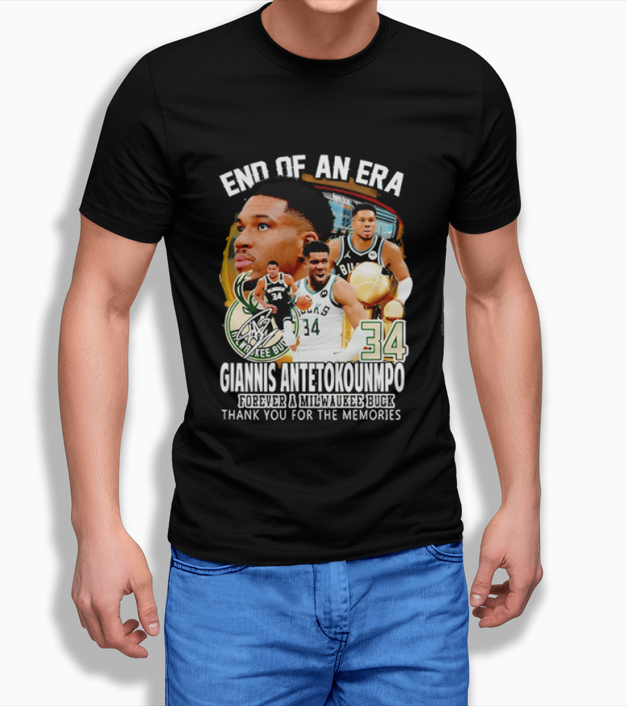 End Of An Era Giannis Antetokounmpo Milwaukee Bucks Thank You For The Memories T-Shirt