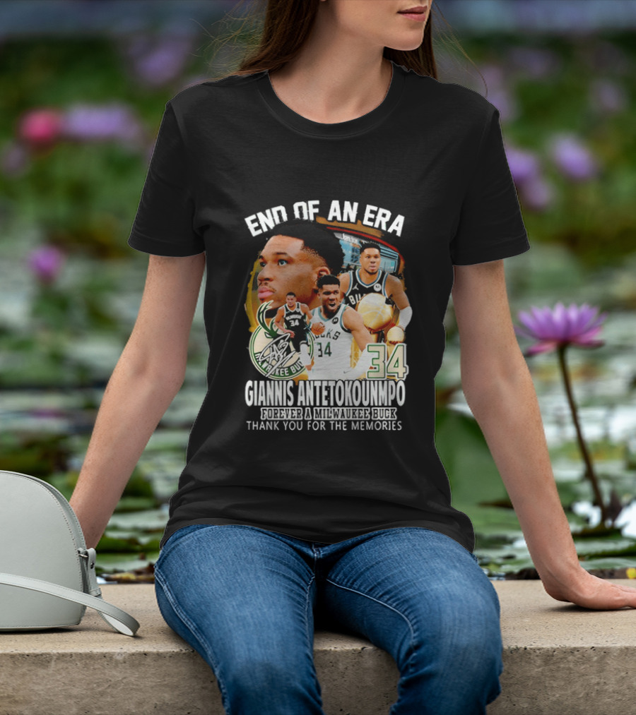 End Of An Era Giannis Antetokounmpo Milwaukee Bucks Thank You For The Memories T-Shirt