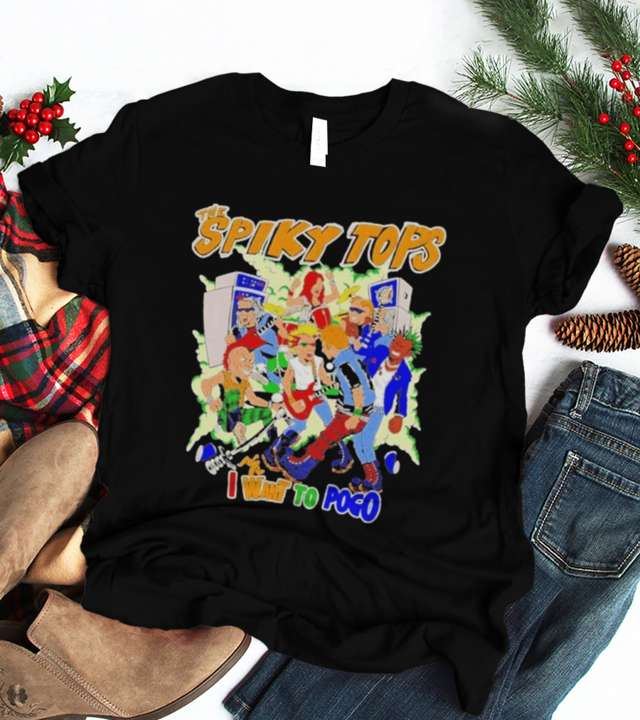 The Spiky Tops I Want To Pogo Punk Rock Music Band Comic T-Shirt